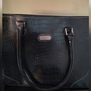 Bob Mackie Black Crocodile-Embossed Tote